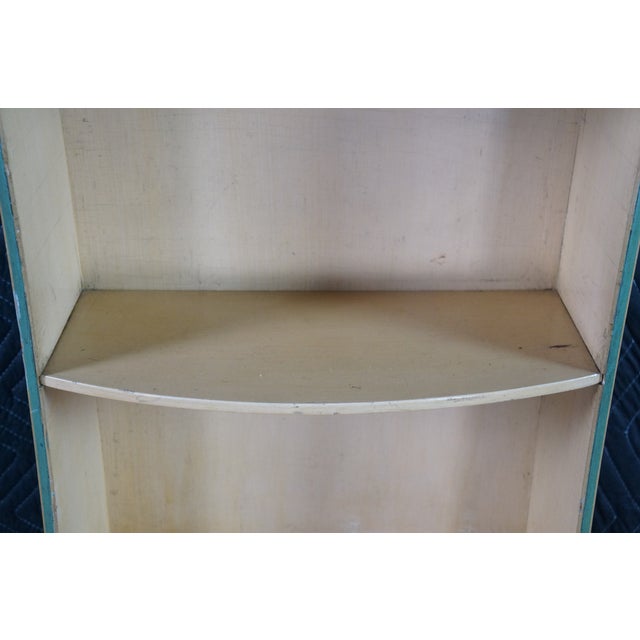 Vintage Petite Green Bowfront Country Farmhouse Bookcase Display Cabinet Chic For Sale - Image 13 of 18