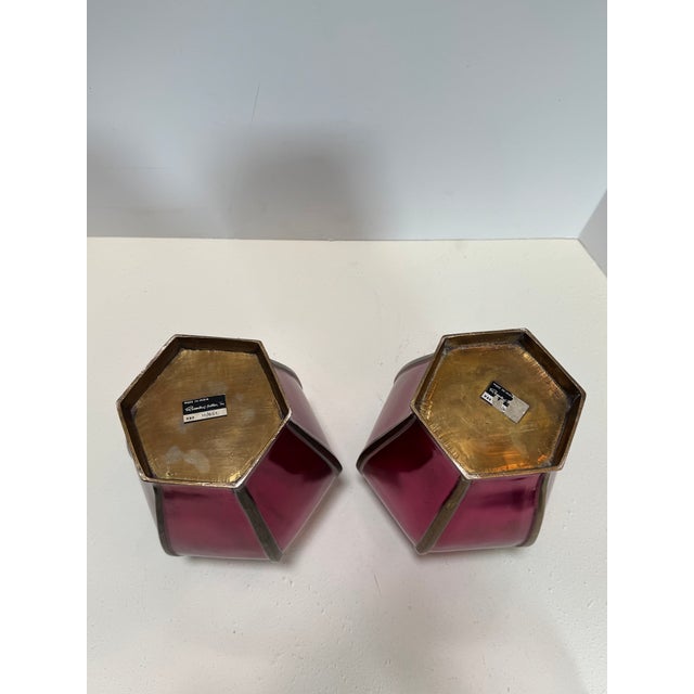 Rosenthal Netter Vintage Rosenthal-Netter Brass and Enamel Ginger Jars–a Pair For Sale - Image 4 of 13