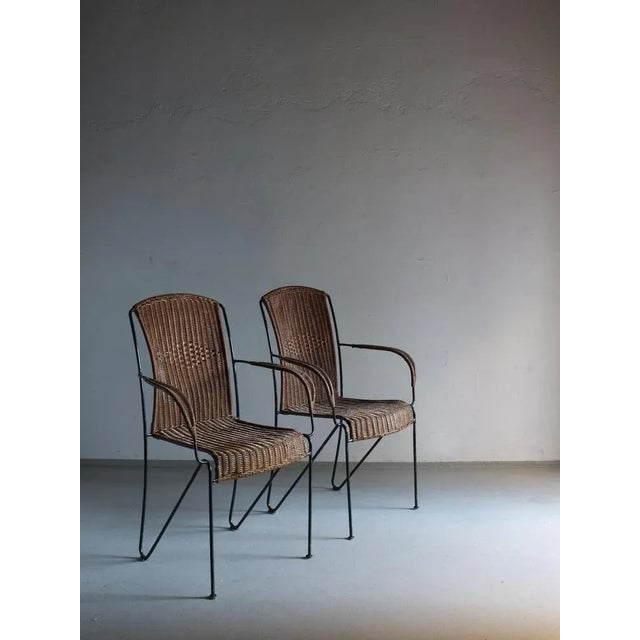 Wicker Iron Chairs by Frederic Weinberg, 1960s, Set of 4 For Sale - Image 4 of 10