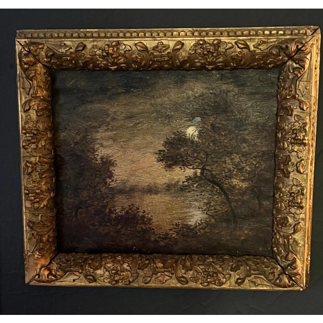 19th Century Evening Landscape with Moon Oil on Canvas Painting by Ralph Albert Blakelock For Sale - Image 9 of 10