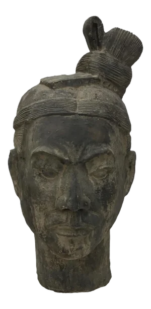 Vintage Clay Chinese Art Warrior Bust Head Art
