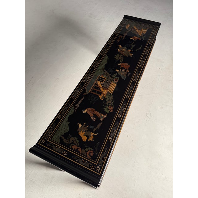 Drexel Heritage Late 20th Century Vintage Drexel Heritage Chinoiserie Console Table, Glass Top and Drawer For Sale - Image 4 of 5