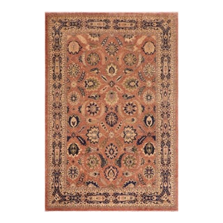 1980s Classic Ziegler Orange Blue Hand-Knotted Wool Rug - 9'11'' X 14'3'' For Sale