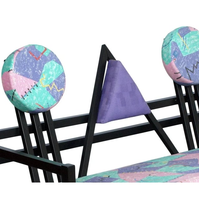 Gerrit Rietveld Vintage Black Lacquered Walnut Printed Upholstered Sofa For Sale - Image 4 of 5