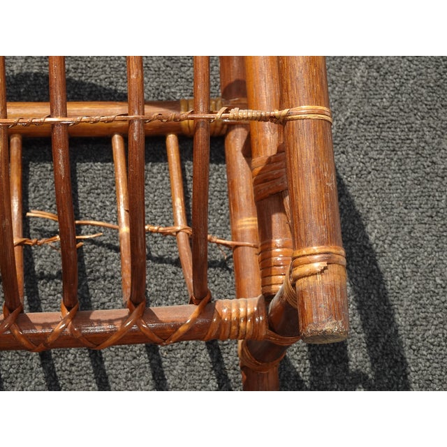 Vintage Mid Century Modern Bamboo Rattan Magazine Rack For Sale - Image 11 of 12