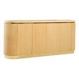 Karl Springer Style Mid Century Grass Cloth and Brass Credenza For Sale