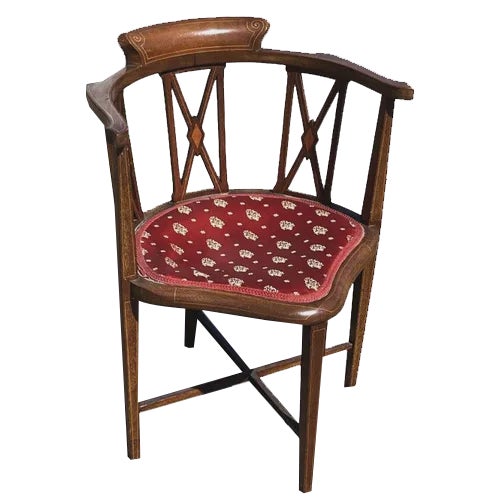 Inlaid Brown Mahogany Armchair For Sale