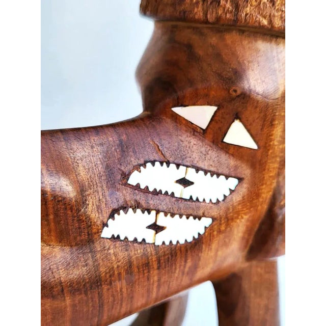 Wood 1960s Hand Carved Teak Canoe Ornament Figurine For Sale - Image 7 of 10