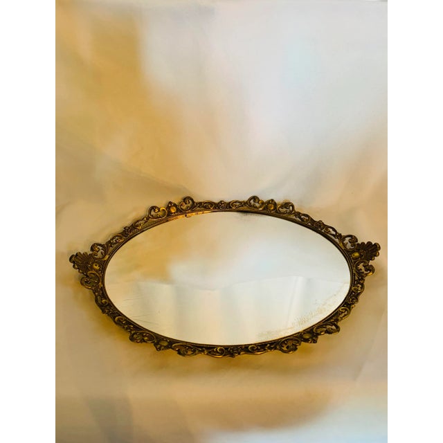 Vintage Ormolu Oval Mirror Vanity Tray For Sale - Image 13 of 13
