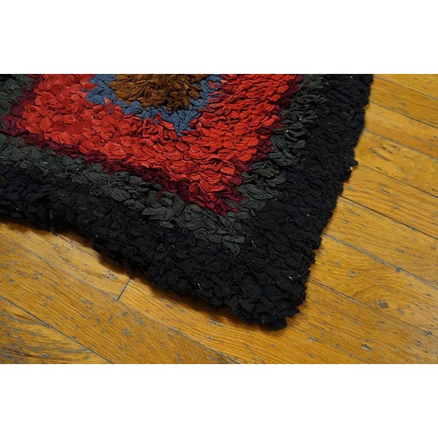 1920s Multicolor Abstract Modern Antique American Hooked Rug 2'0" X 3'0" Handmade Wool Carpet For Sale - Image 4 of 4