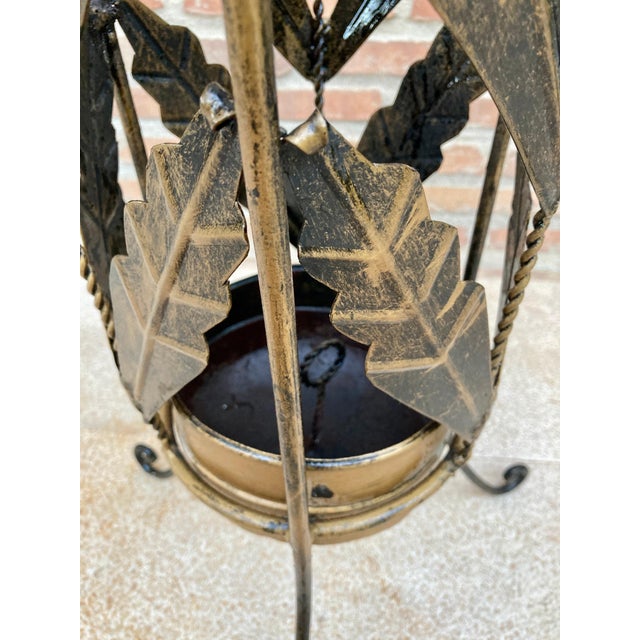 Mid 20th Century Mid Century Umbrella Stand Gilt Iron and Brass For Sale - Image 12 of 18