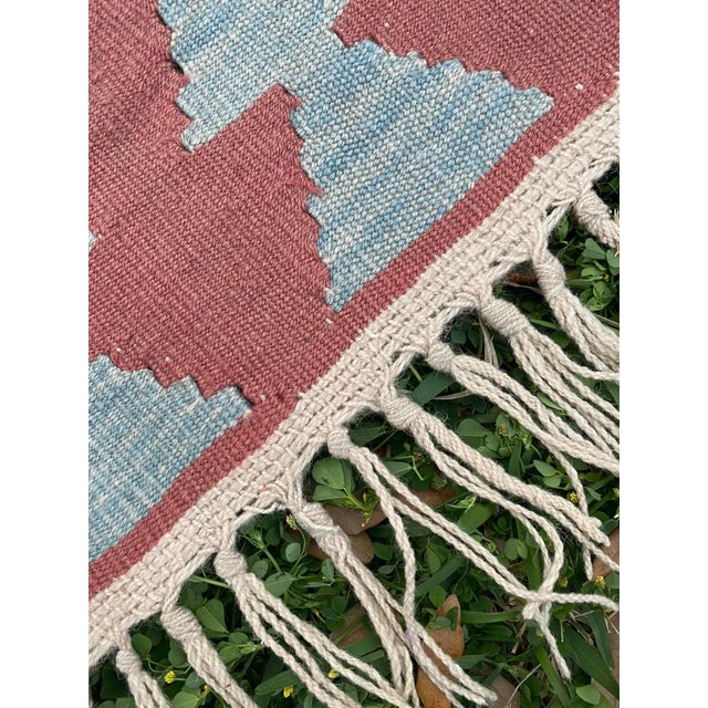 Turkish Vintage Geometric Pattern Kilim Rug For Sale In Houston - Image 6 of 9