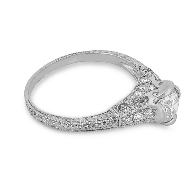 1930s Art Deco Diamond Platinum Engagement Ring, Size 6 For Sale - Image 4 of 6