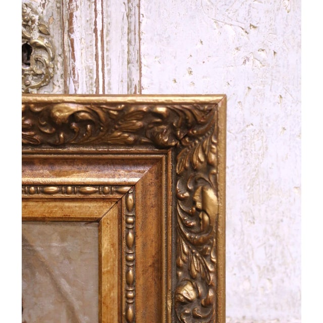 Late 19th Century 19th C. French “Monks Drinking” Oil on Board Painting in Carved Gilt Frame For Sale - Image 5 of 10