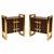 Chocolate brown glass gives this pair of Italian bedside cabinets a deep, warm finish. The brass side frames extend above...