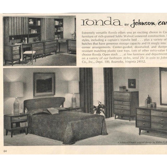 Johnson Carper Johnson Carper “Ronda” MCM Walnut Nightstand by Walter F. Nessen – 1960s For Sale - Image 4 of 8