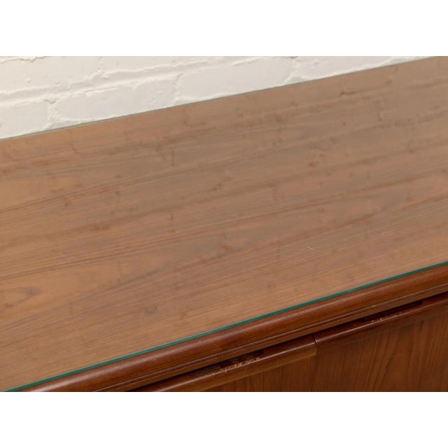 Vintage Mid-Century Modern Walnut Credenza With Glass Top For Sale - Image 4 of 12