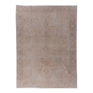Antique Circa 1920 Taupe Subdued Heriz Hand Knotted Rug 8ft X 10ft 9in