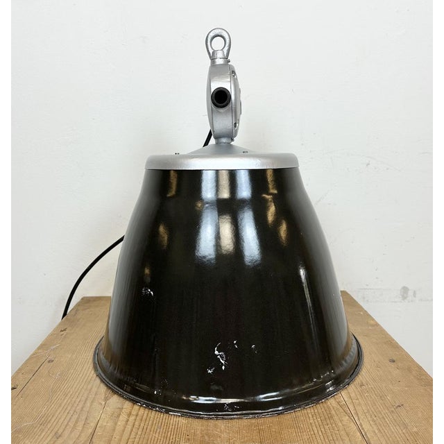 Industrial Black Enamel Factory Pendant Lamp from Elektrosvit, 1960s For Sale - Image 15 of 18