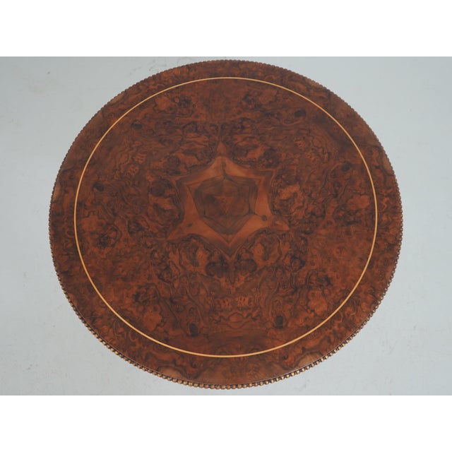 Neoclassical Italian Burl Walnut Round Neoclassical Center Table For Sale - Image 3 of 13