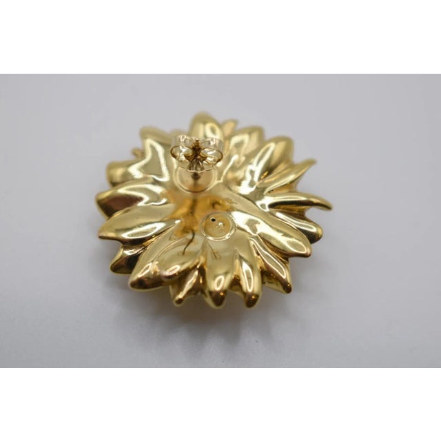 14k Gold Sunflower Earrings, A Pair For Sale - Image 13 of 13