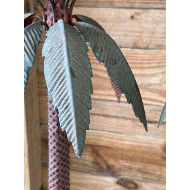 Metal Pair of Vintage Sculptural Metal Palm Tree Floor Candle Holders For Sale - Image 7 of 13