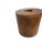 Vintage cylindrical teak wood ice bucket featuring a removable lid with a recessed handle and a white insulated plastic...