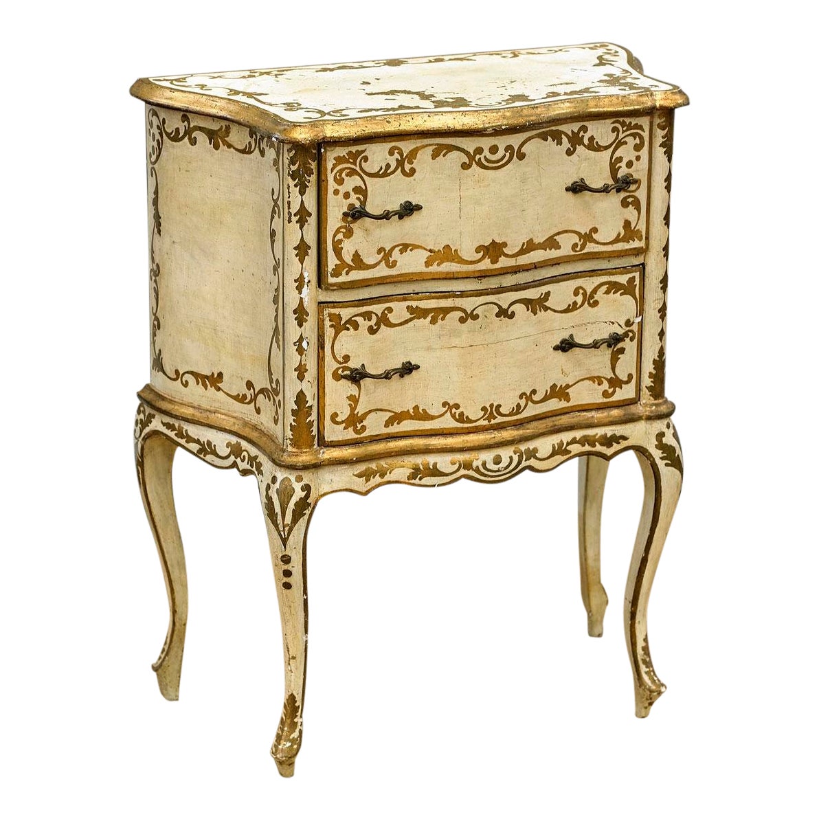 Small Antique Florentine Gilt Polychrome Wood Side Table Nightstand Chairish