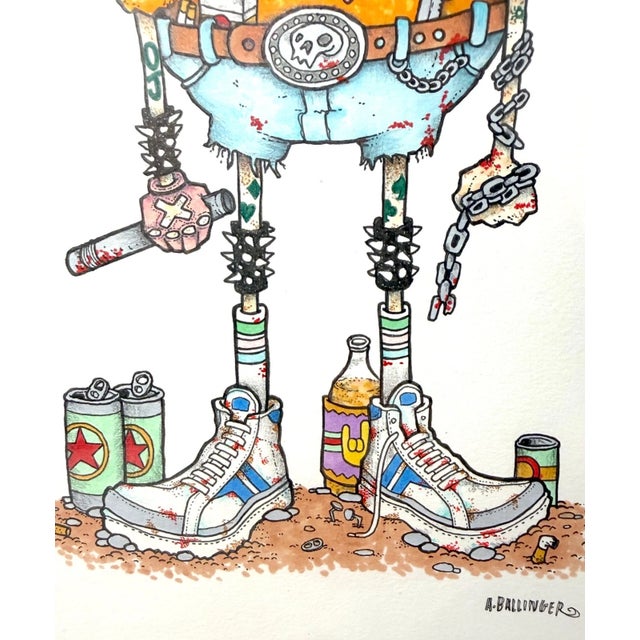 1990s Original Adam Ballinger Cartoon Caricature Orange Gangster Illustration Painting For Sale In New York - Image 6 of 11