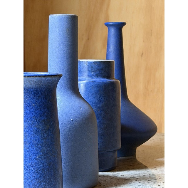Mid-Century Modern Mid-Century Blue Studio Pottery Vases from Ceramano & Zaalberg, Europe, 1960, Set of 4 For Sale - Image 3 of 18