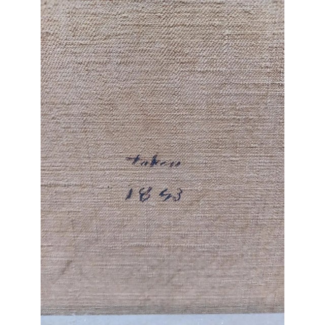 American Antique Framed Oil on Canvas Portrait Painting of Woman in Bonnet For Sale - Image 3 of 6