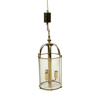 Vintage Pendant Lamp with Smoke-Colored Glass and Polished Brass Frame from Schröder & Co, 1970s For Sale