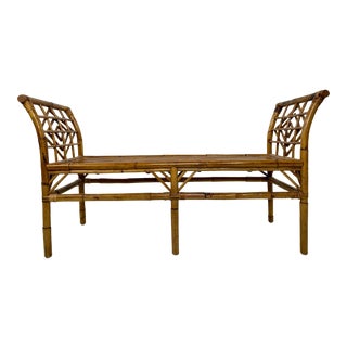 Mid-Century McGuire Style Bamboo and Rattan Bench For Sale