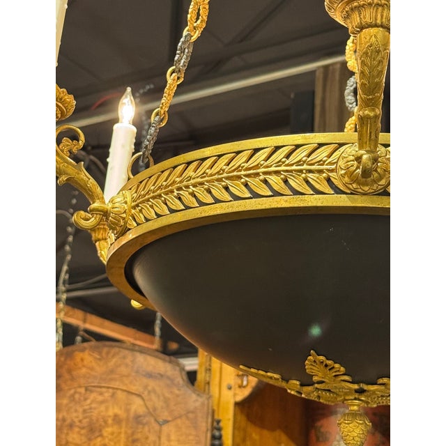 Late 19th C. French Empire Bronze Chandelier For Sale - Image 4 of 8