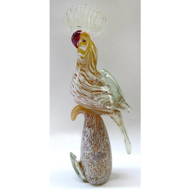 20th Century Figurative Hand Blown Murano Glass Cockatoo Figurine Chairish