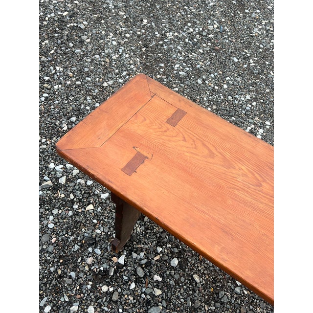 Farmhouse Antique 19th Century Primitive Pine Meeting House Bench For Sale - Image 3 of 8