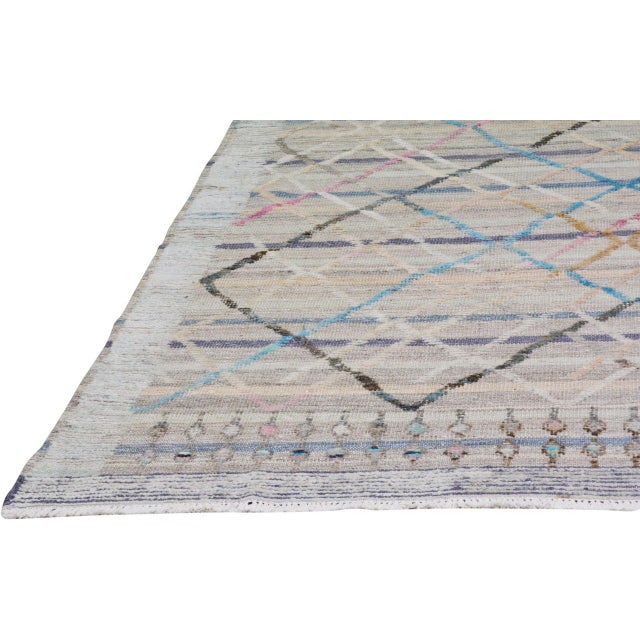 Moroccan 1950s Moroccan Modern Hand Knotted Wool Rug, 6'5''x9'9'' For Sale - Image 3 of 6