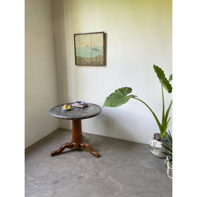 Empire Pedestal Table in Walnut and Marble For Sale - Image 3 of 18