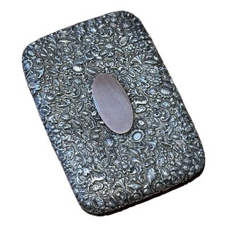 English Silver Card Case Elaborate Decoration by Horton & Allday for Chester For Sale