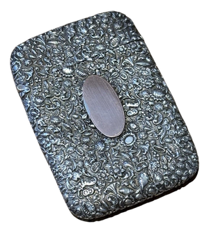 English Silver Card Case Elaborate Decoration by Horton & Allday for Chester