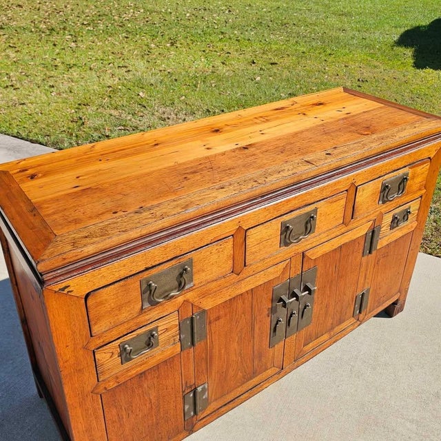 Antique Chinese Elm / Elmwood Altar Cabinet | Sideboard | Server | Sofa Table | Console | Credenza For Sale - Image 6 of 9