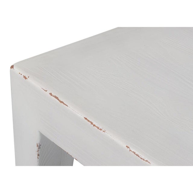Ming Style Low Coffee Table in Antique White Pine For Sale - Image 4 of 10