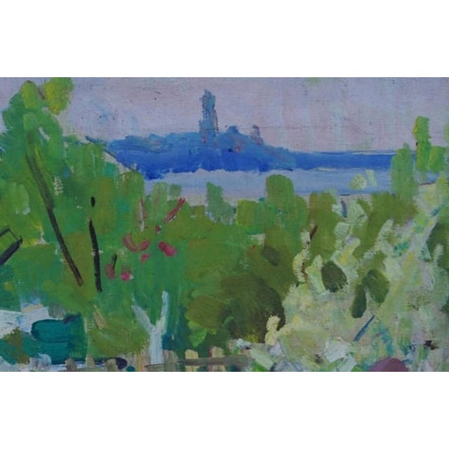 Realism Vintage Spring Oil Painting: Ukrainian Rural Landscape, Impressionism 40-60 For Sale - Image 3 of 6