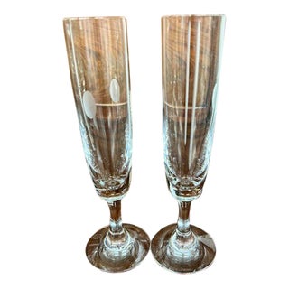 Pair of Late 20th Century Baccarat Champagne Flutes For Sale