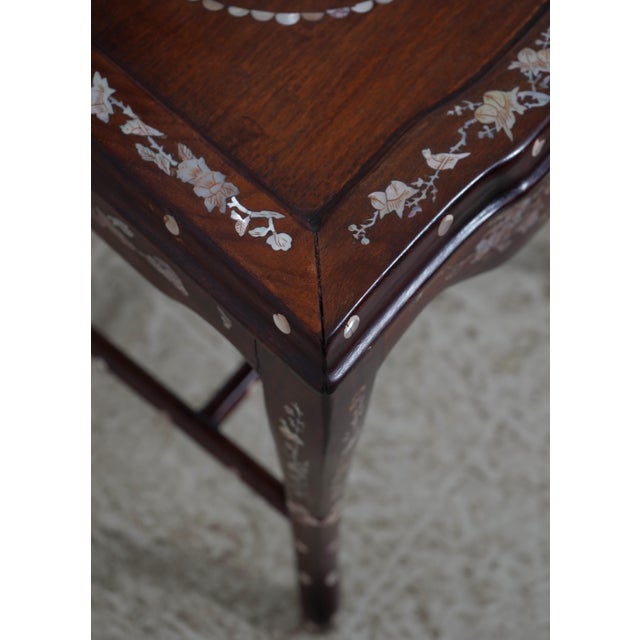 Pair of Vietnamese Mother of Pearl Inlaid Occasional Side Chairs For Sale - Image 12 of 18