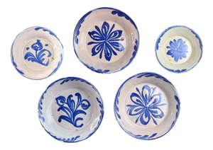 Fajalauza Granada Blue and White Plates from Lebrillos, 1800s, Set of 5