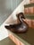 Early 1900s Hand Made Antique Leather Duck Decoy With Hand Cut Glass Eyes For Sale - Image 4 of 8