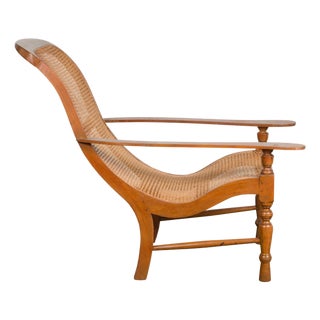 Antique Lounge Chair with Curved Seat & Extended Back For Sale