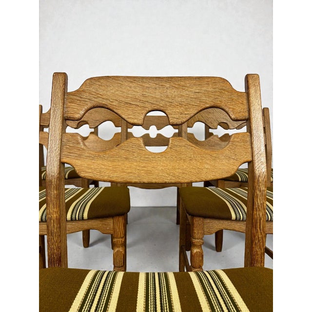 Vintage Razorblade Oak Dining Chairs by Henning Kjærnulf for Nyrup Møbelfabrik, Denmark, 1960s, Set of 6 For Sale - Image 11 of 12