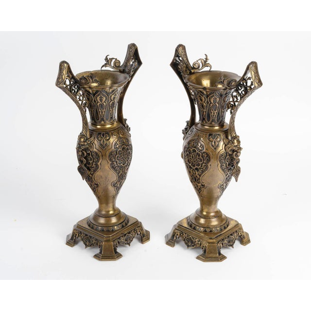 Pair of 19th-century napoleon iii-era bronze vases in the orientalist style. Pair of bronze vases in the orientalist...
